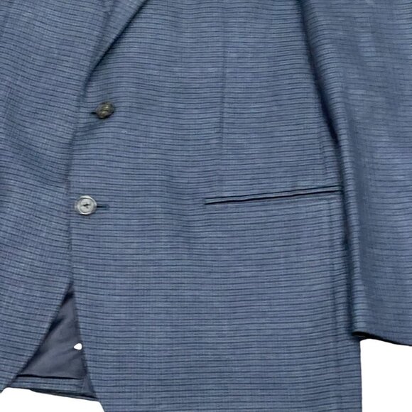Chaps Mens Checkered Blazer Jacket 44R Blue Rayon Polyester Two-Button Vietnam - Picture 8 of 9